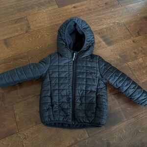 Cat and Jack‎ Quilted Puffer Jacket Black Fleece Lined Warm Hooded Kids 2T Boys